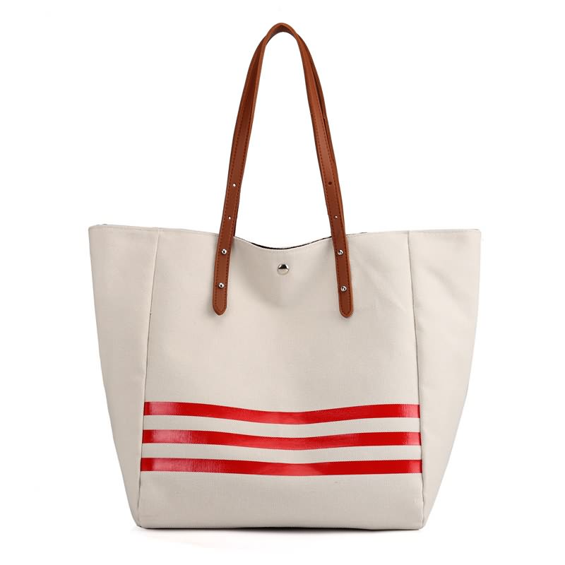 China China Factory for Printed Tote Bag Manufacturers - Striped Design Lady Handbag Canvas ...